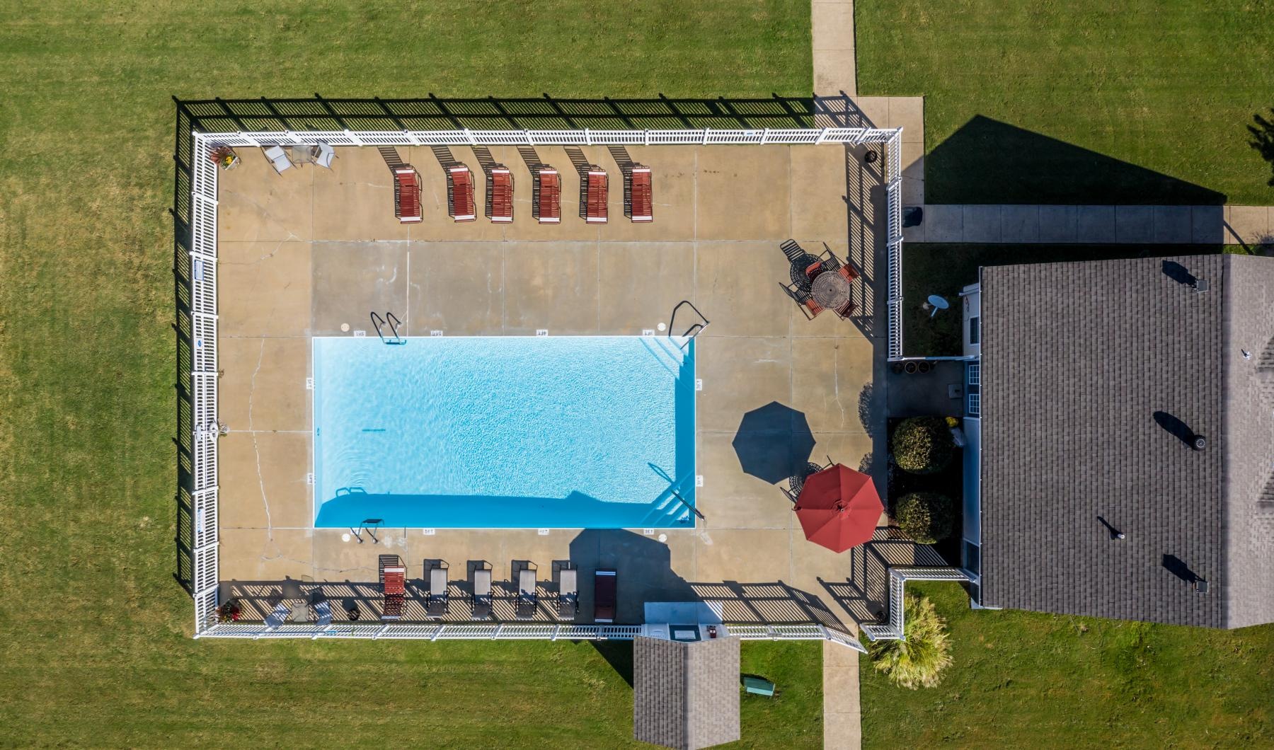 a top-down shot of a pool